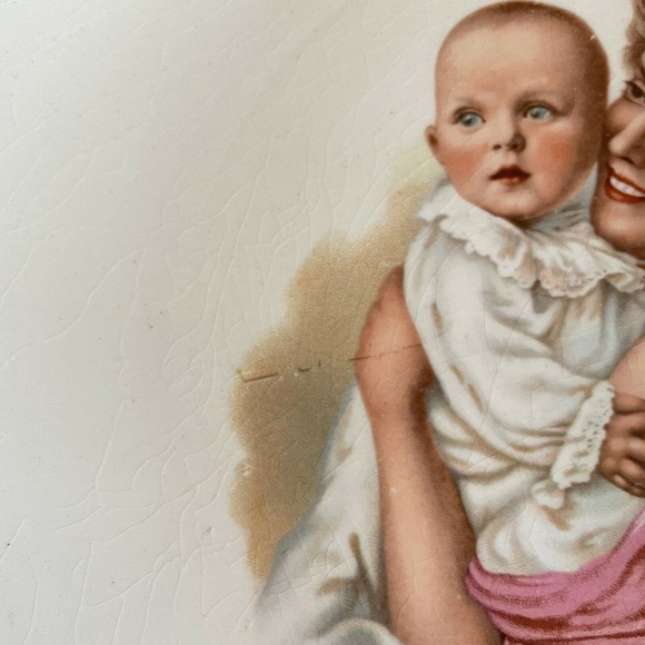 Antique Victorian mother and child plate ELPCO East Liverpool Pottery Hall China - Picture 6 of 8